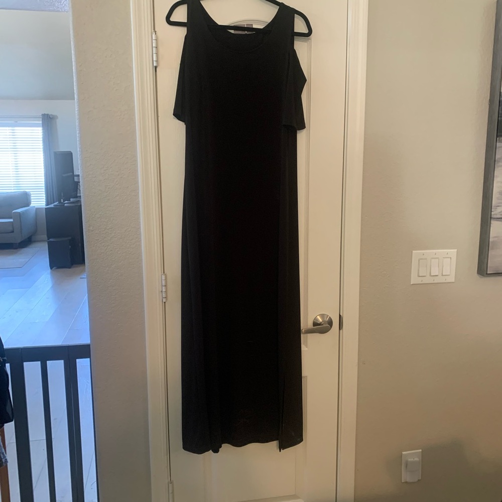Chico's Black Ruffled Tiered Maxi Gown